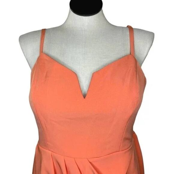 City Chic Dress Sassy V neck Orange Melon Cocktail Wedding Bridesmaid size XL 22 - Picture 4 of 13